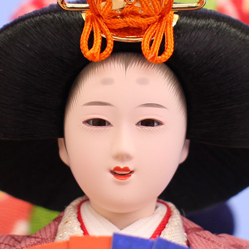 雛人形 ケース飾り 二人 幅38cm｜ガラスケース固定型 小芥子親王 朱赤