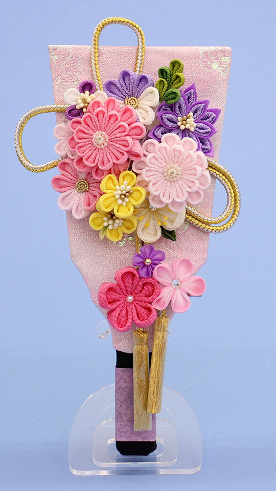99お花の羽子板 7号コンパクトでおしゃれな羽子板 縮緬モダン