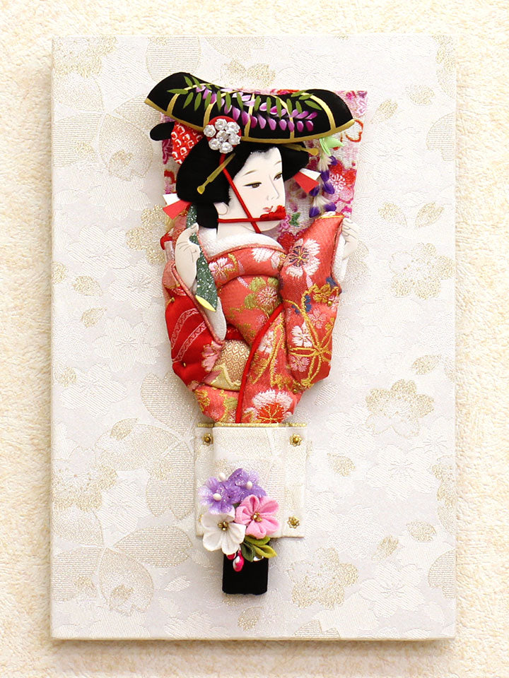 壁掛飾り 高さ30cm 8号押絵羽子板 藤娘 白桜 – 寿鳳人形の東芸