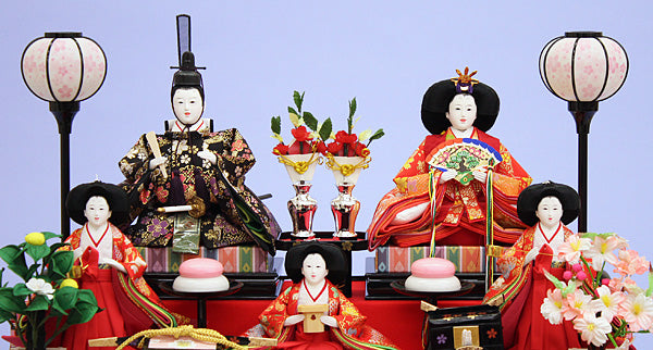 雛人形 ケース飾り 五人 幅61cm｜アクリルケース 五人飾り のぞみ 木目