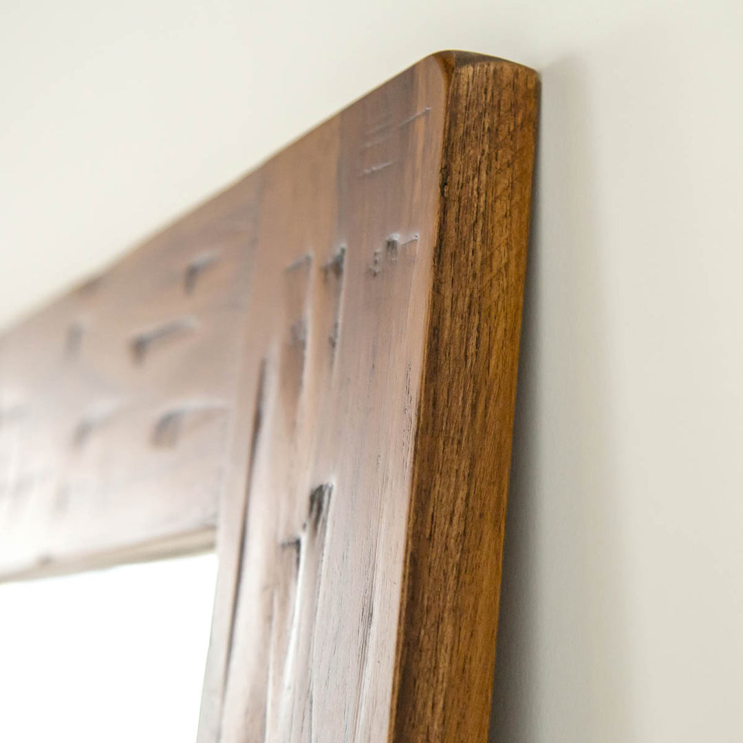 チーク無垢材 ヴィンテージスタイル 大判ミラー 90×180 – KANADEMONO