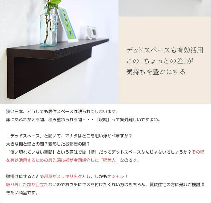 壁美人シェルティシリーズ L字シェルフ ロング / 壁美人.net