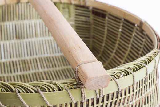 宮城 篠竹と桜のかご (丸-浅-特大)