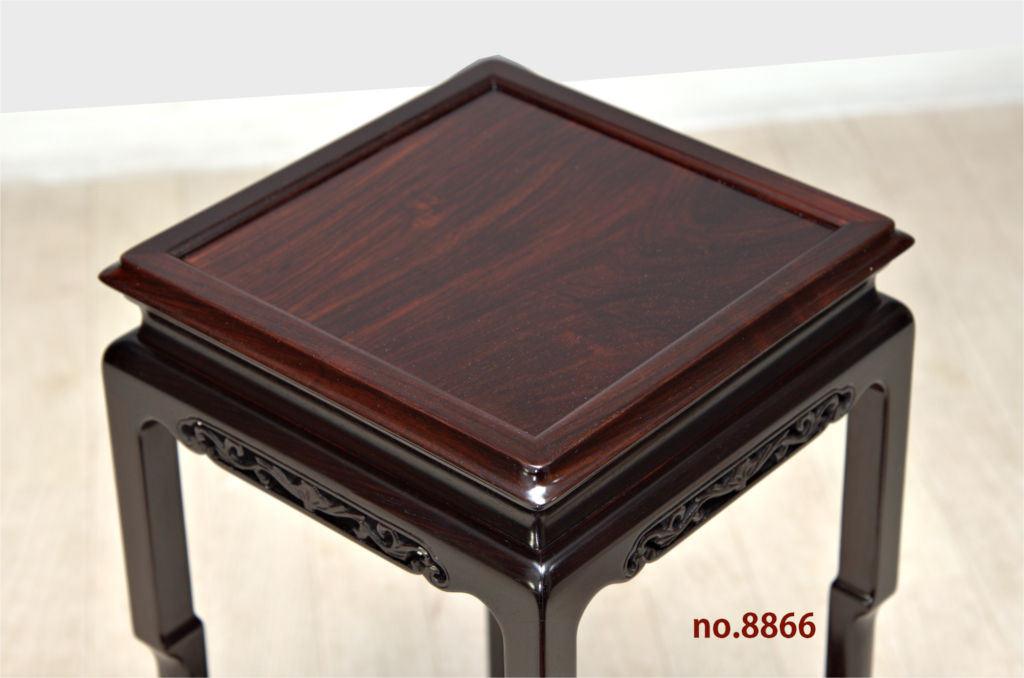 花台: 紫檀 角高卓 盆栽台 漆 高さ47cm 大阪唐木指物 no.8866 / 唐木