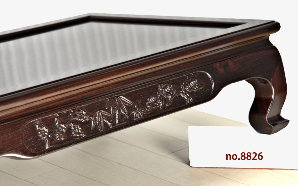 花台: 紫檀 松竹梅彫り 2尺 平台 唐木家具 no.8826 / 唐木家具OSAKA