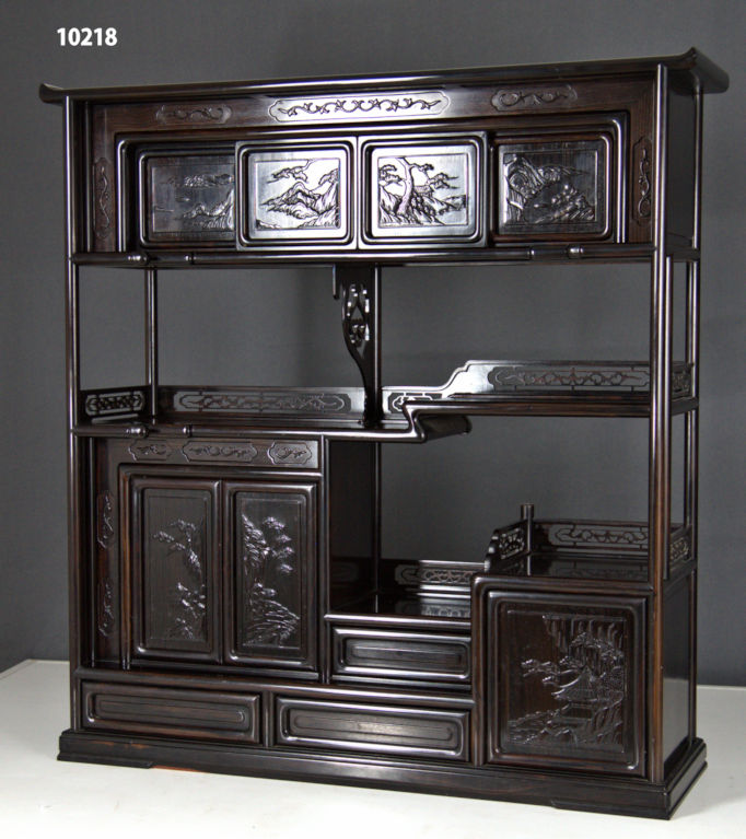 飾り棚:黒檀7枚戸4尺棚 41K no.8631 / 唐木家具OSAKA