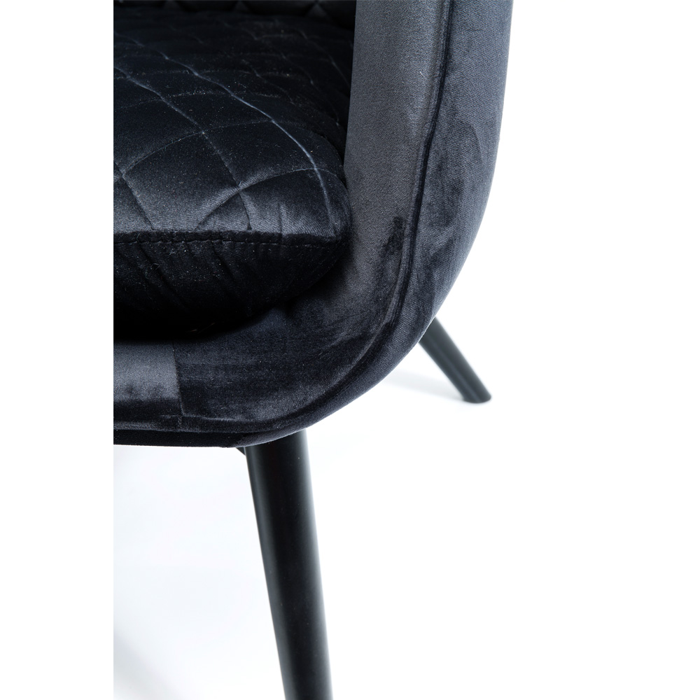 チューダー ベルベット ブラック アームチェア - 1人掛けソファー