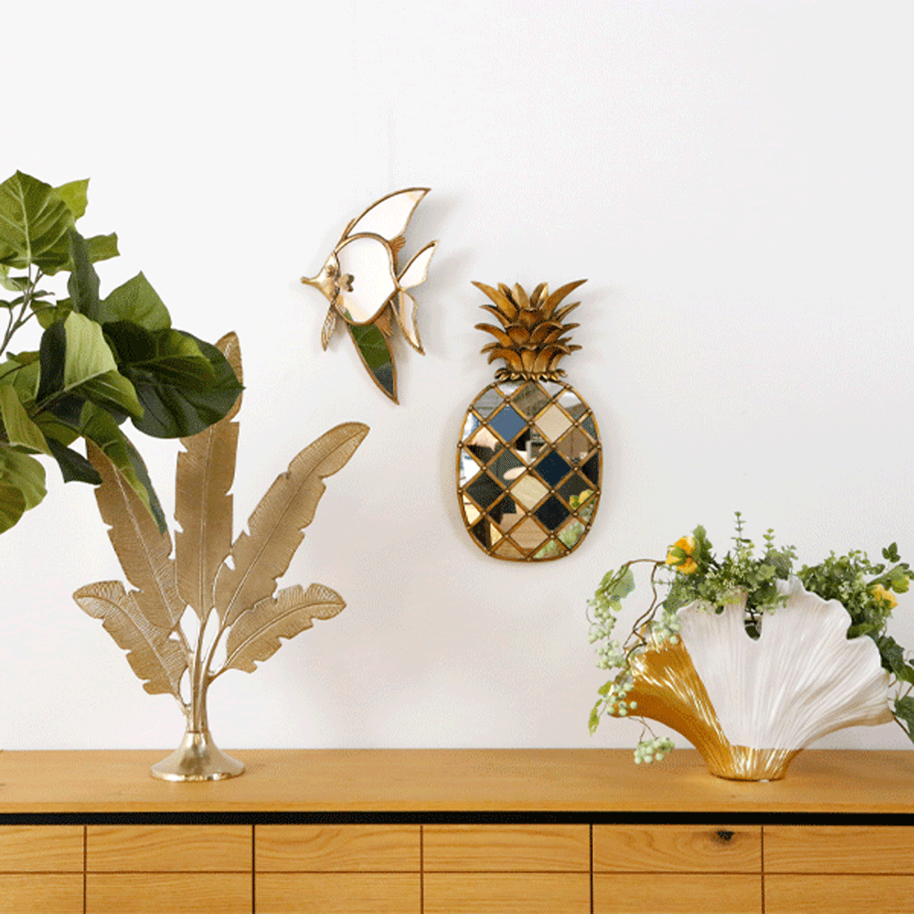 在庫なし】パイナップルミラー26×50cm ウォールデコレーション - 壁