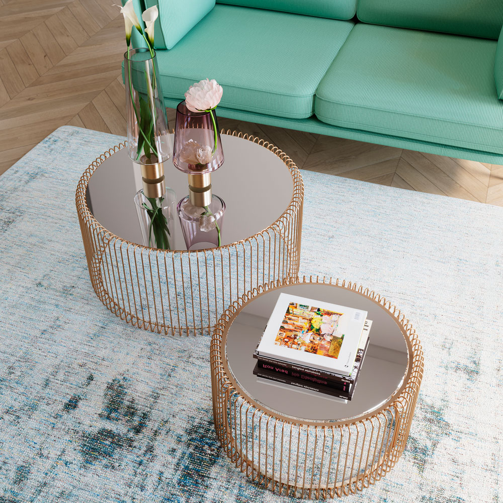 ワイヤーブラス (2/Set) ローテーブル/コーヒーテーブル - ロー