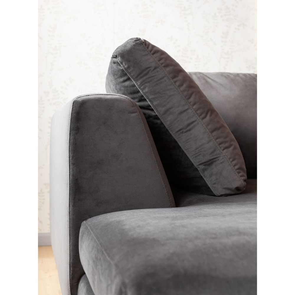 廃番】ジャンニ ベルベットグレーブラック コーナーソファ(レフト) - L