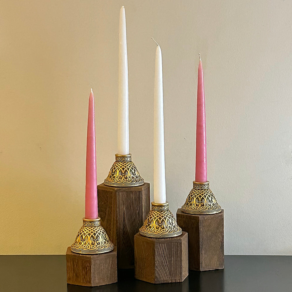 Candleholder with Armenian Cross-stone Pattern – Karkoot