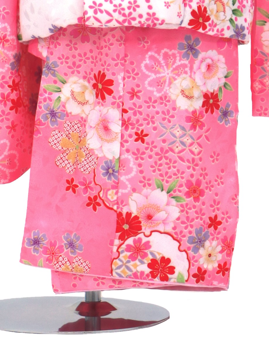 桜柄の着物に白の被布コートセット／七五三・三歳女の子* | 宅配着物