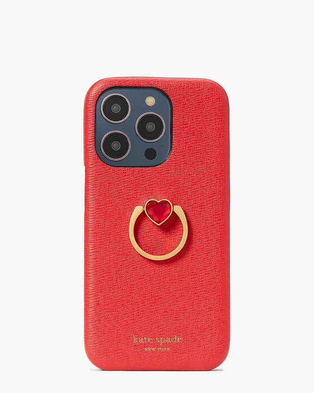 バレンタインデー レザー ハート リング スタンド アイフォン 14 PRO