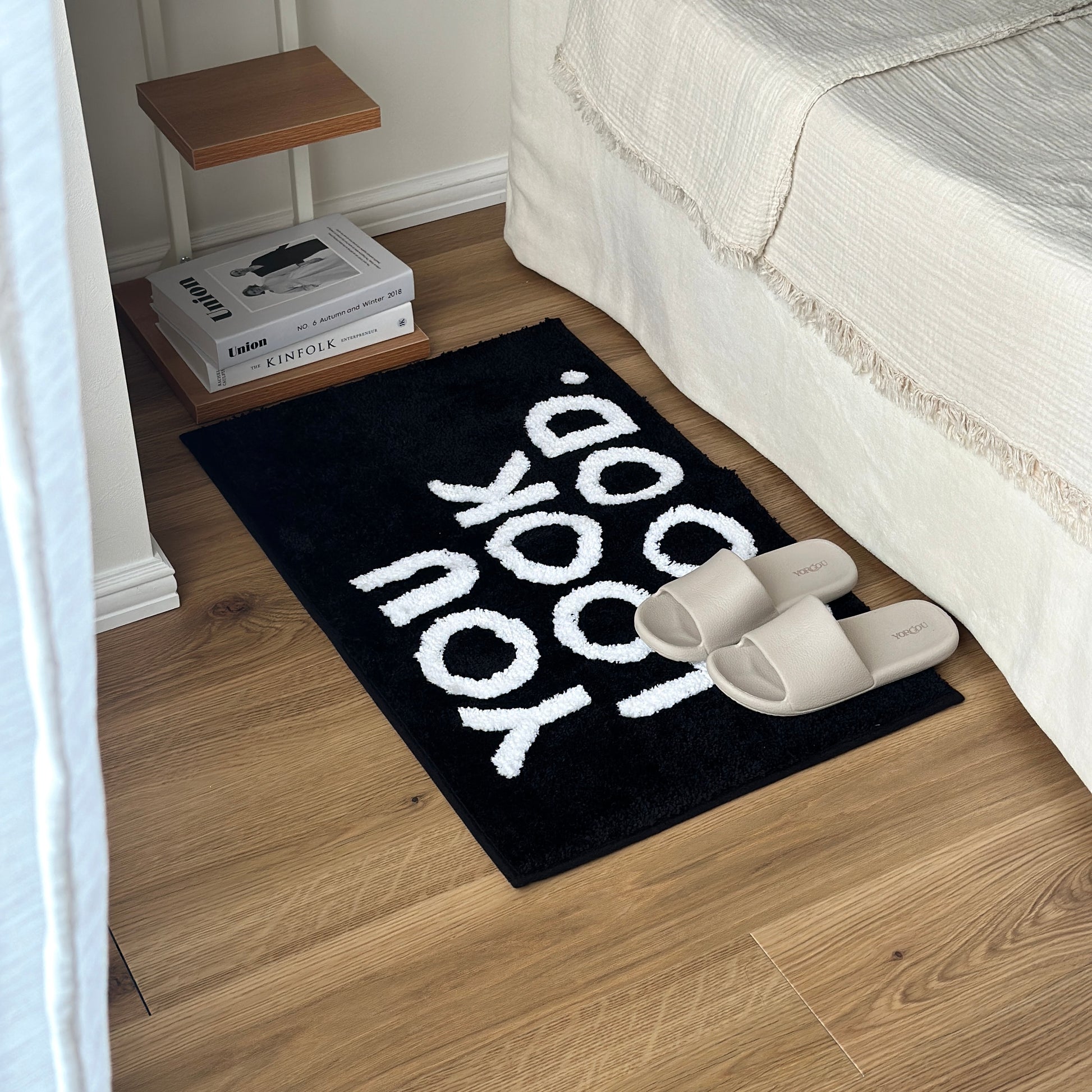 ラグ｜モノクロレタリングミニラグ - territory