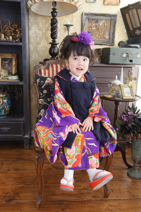 3-18紫鶴奴（むらさきつるやっこ）｜七五三レンタル衣装 3歳女児
