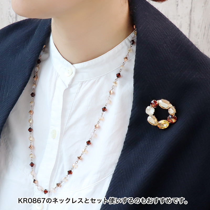 レシピNo.KR0868 貴和クリスタルのゴールドカラーブローチ – 貴和