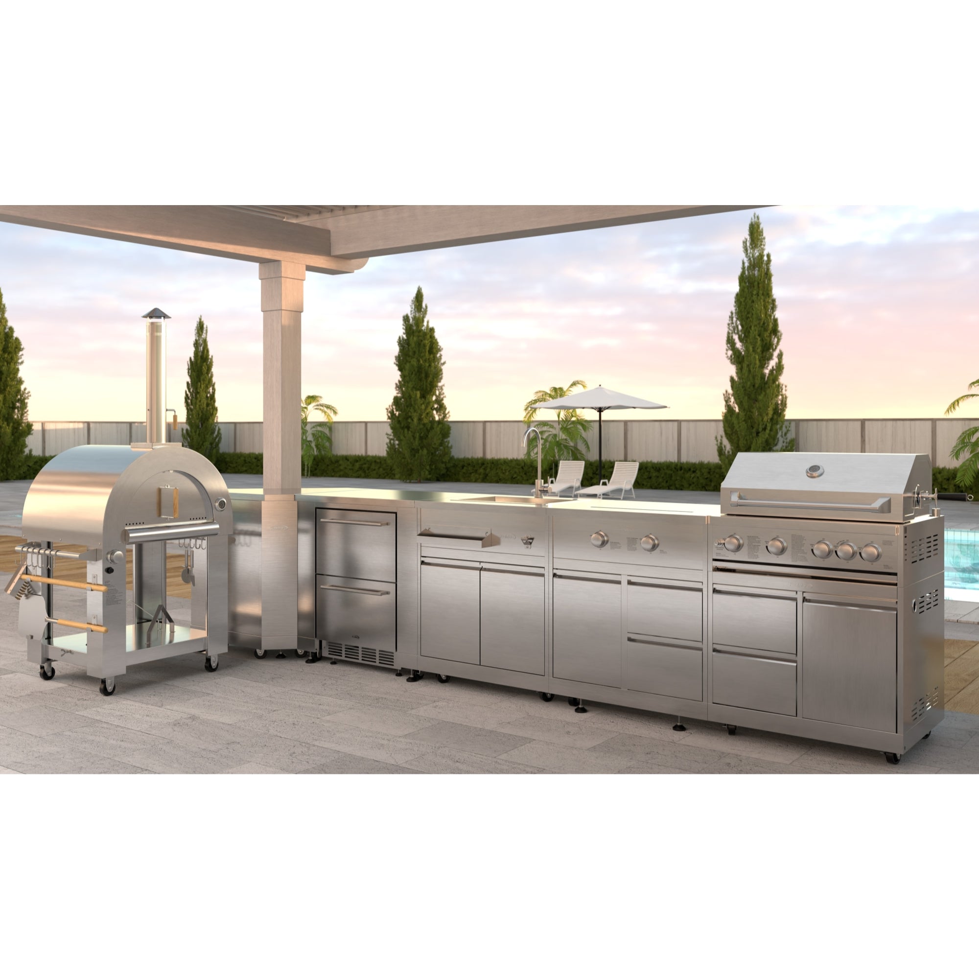 32 in. Outdoor Propane and Wood Fired Pizza Oven in Stainless