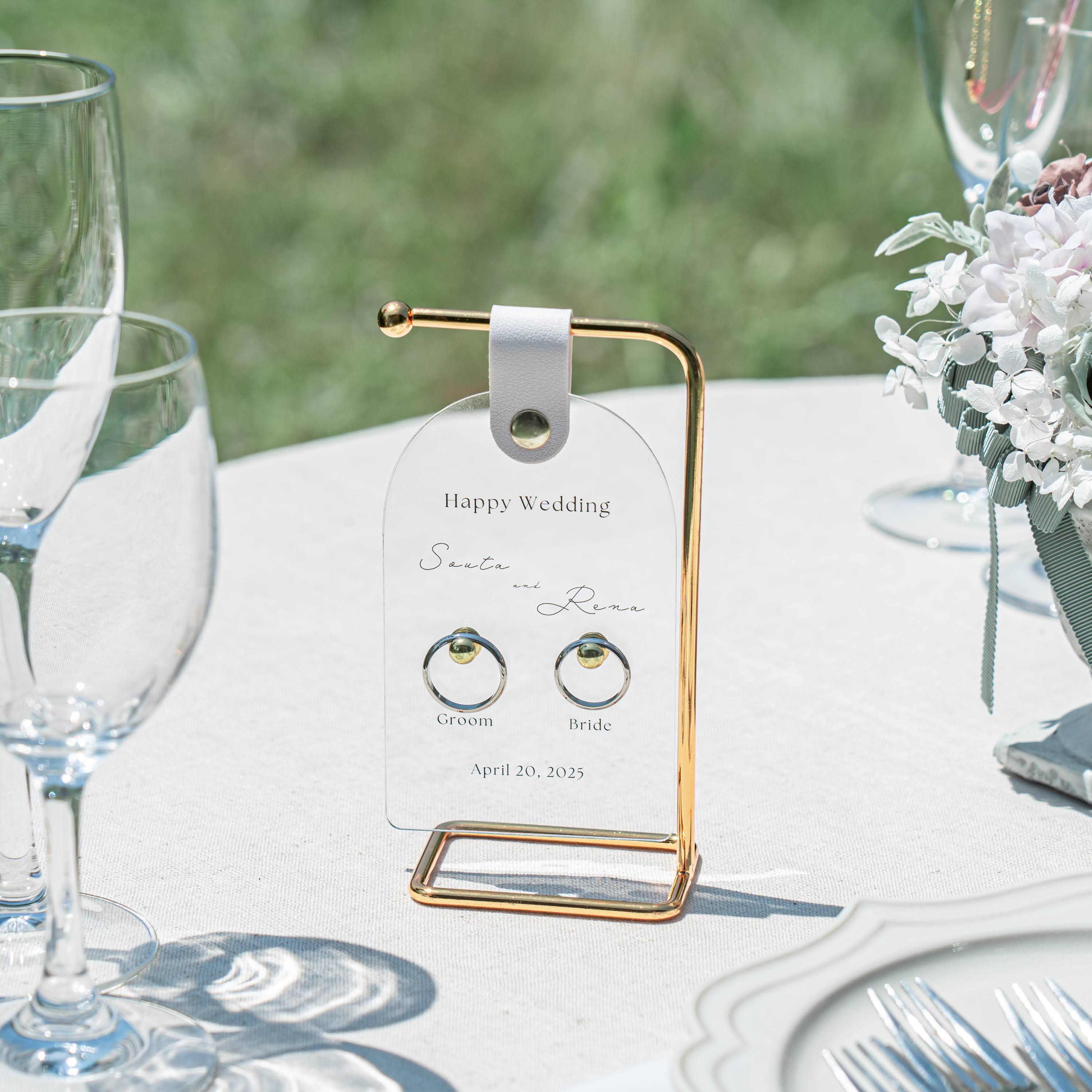 名入れ」 オーナメントリングピロー ゴールドスタンド・レザーベルト