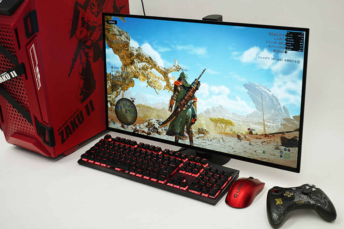 手持ちPCを使って「モンスターハンターワイルズ ベンチマーク」をして