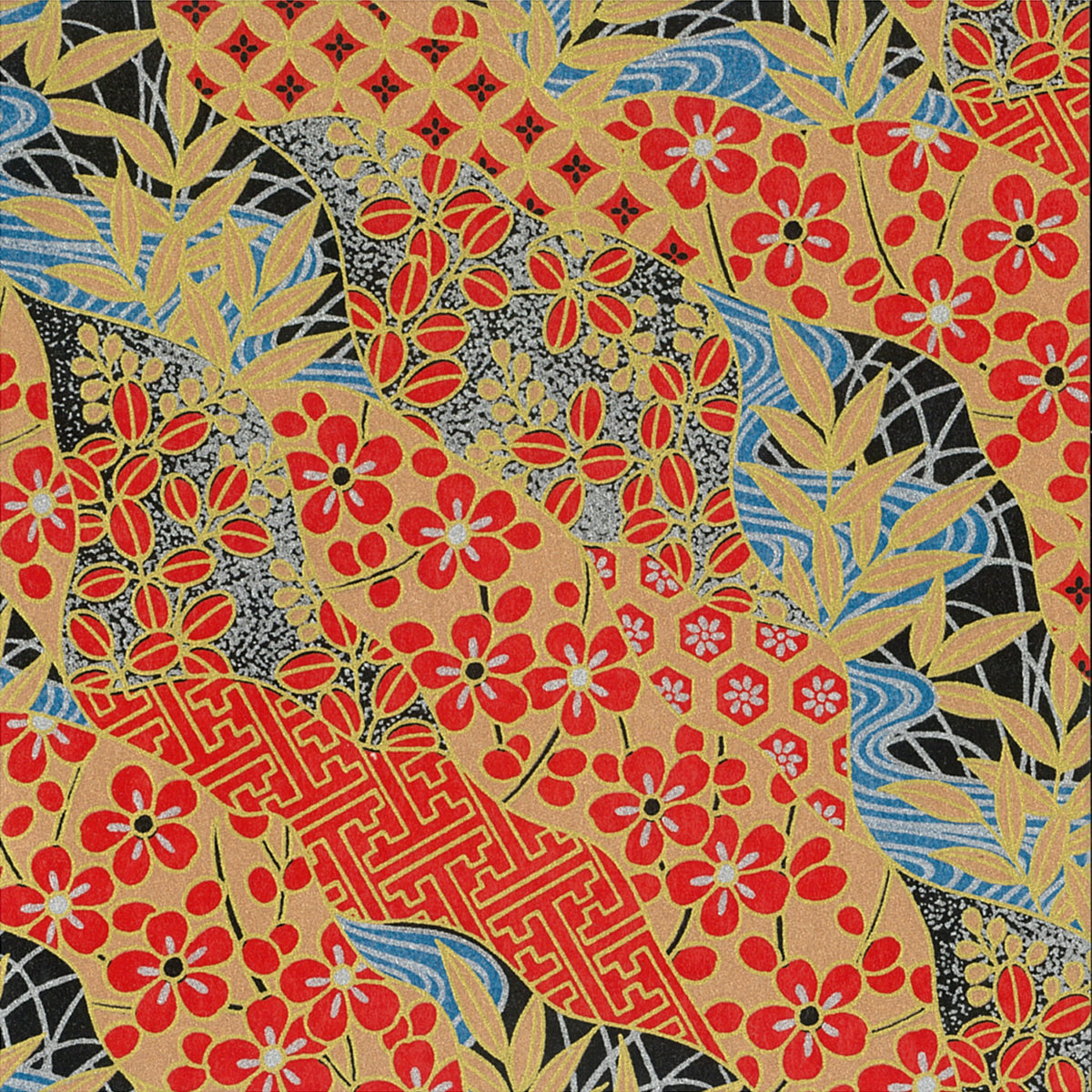 京 手染め友禅紙 蒔絵 五柄 P0124 - おりがみのクラサワ