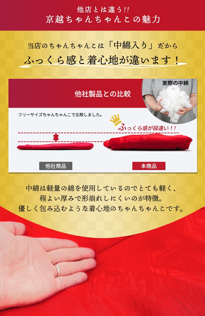 リンズ 厚手綿入り) ちゃんちゃんこ 模様入り【豪華5点セット 化粧