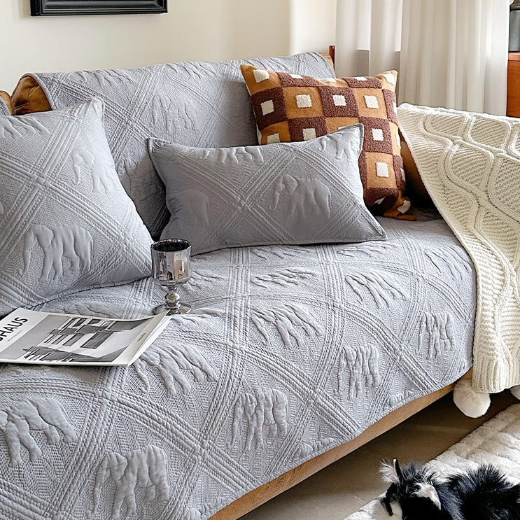4color embossed elephant sofa cover