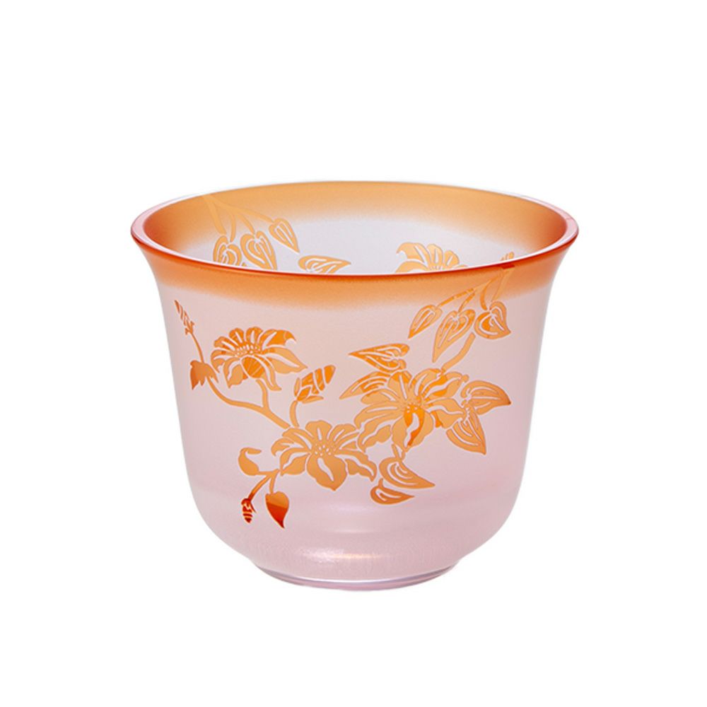 太武朗工房／タブロー 彫刻硝子 夢柄子 鉄線紋 酒器三点揃 グリーン