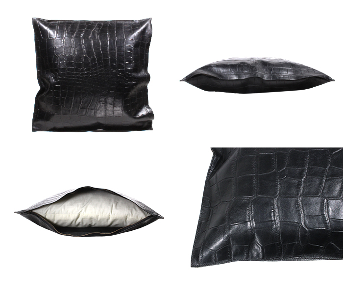 本革 クッション/外縫い ラックスクロコスムース【名入れ☆ロゴ入れ