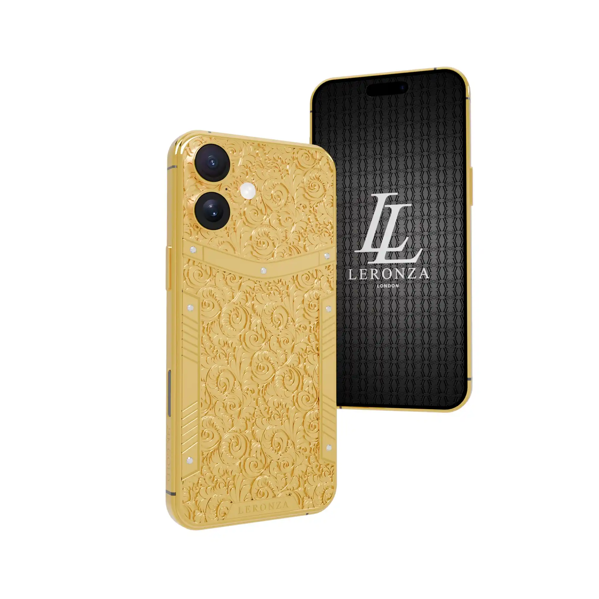 Leronza Luxury 24K Gold iPhone 16 & 16 Plus Flora