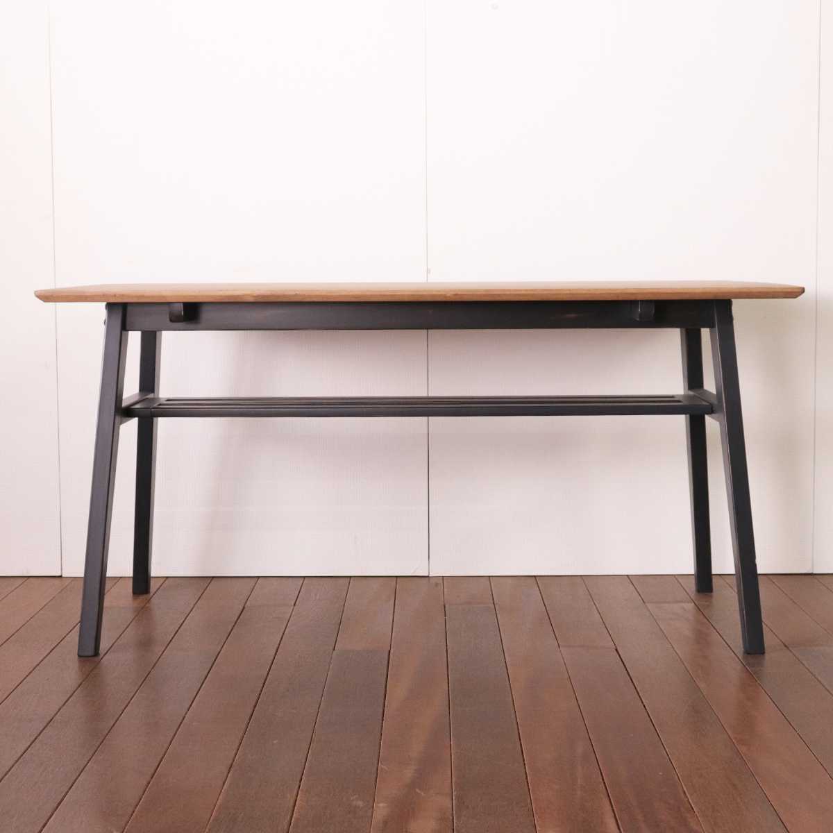 ダイニングテーブル 4人掛け 天然木 ヴィンテージ風 幅140cm （ 木製