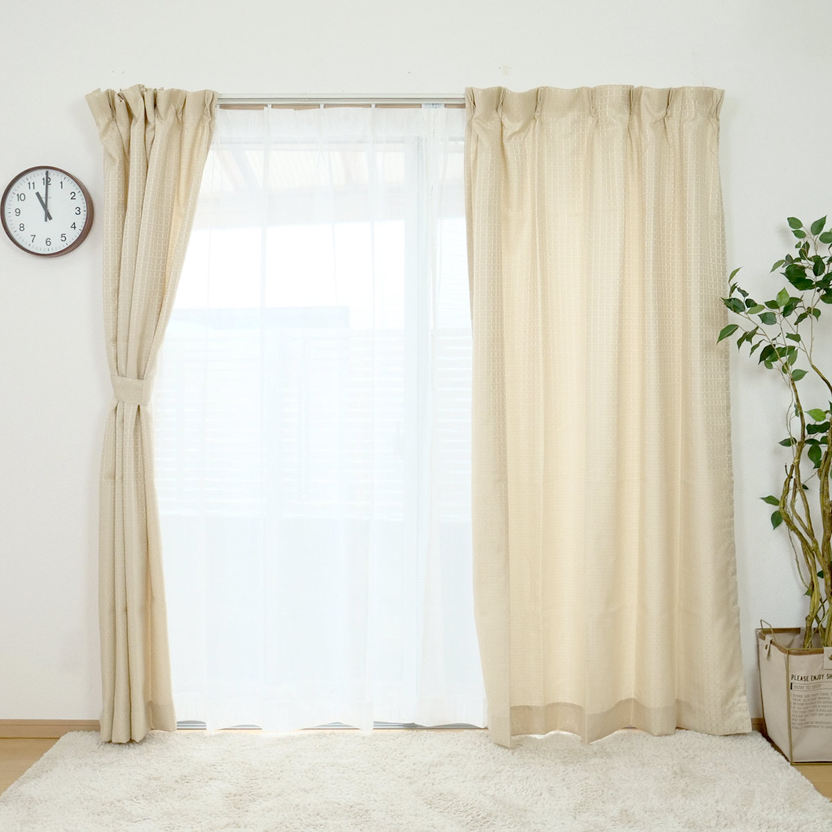 カーテン 4枚セット 幅100cm×丈135cm ドレープカーテン レースカーテン