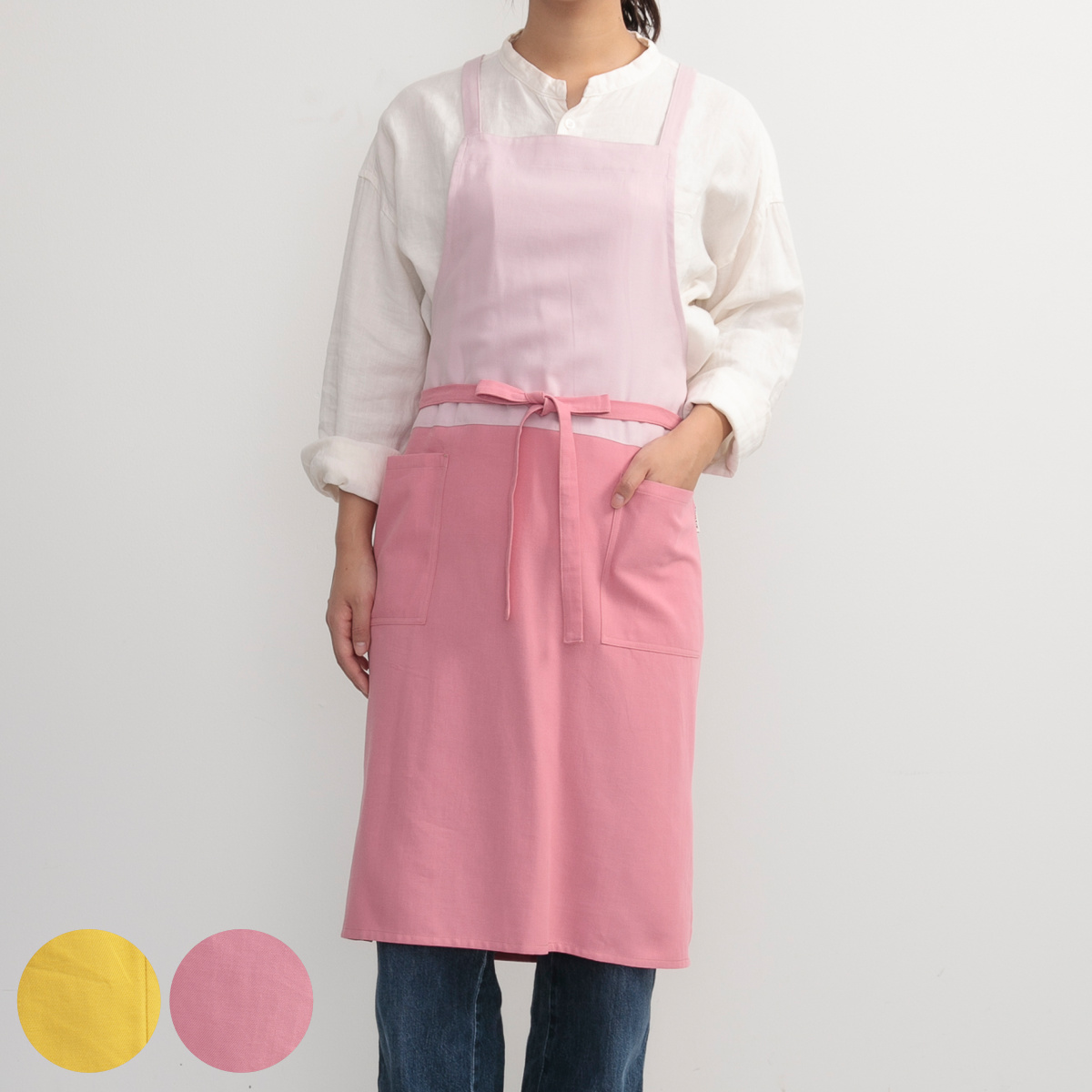 エプロン 無地 バイカラーラップエプロン COCOWALK （ ココウォーク