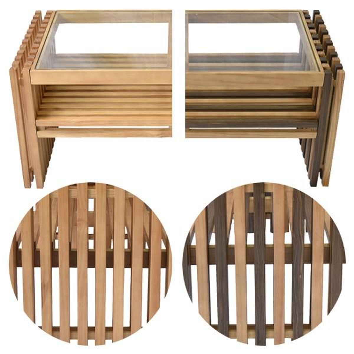 センターテーブル ガラス天板 天然木 FOREST 幅84cm （ ローテーブル