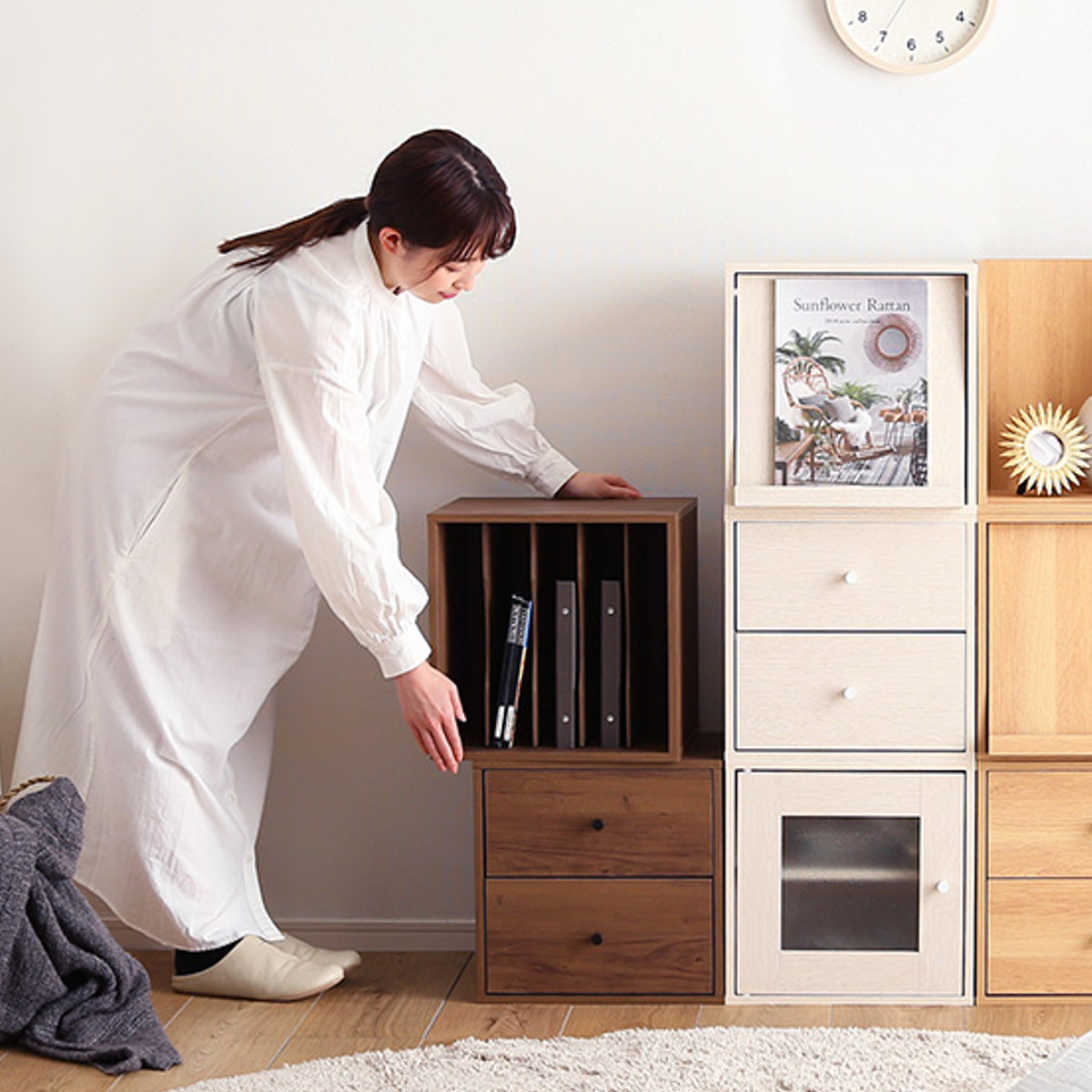 キューブラック 幅35cm フラップ扉 組み合わせ ボックス （ ラック