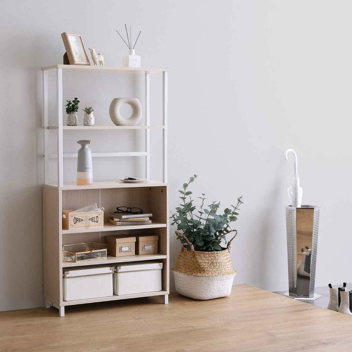 キャビネット 幅60cm 高さ120cm 韓国インテリア スリム （ オープン