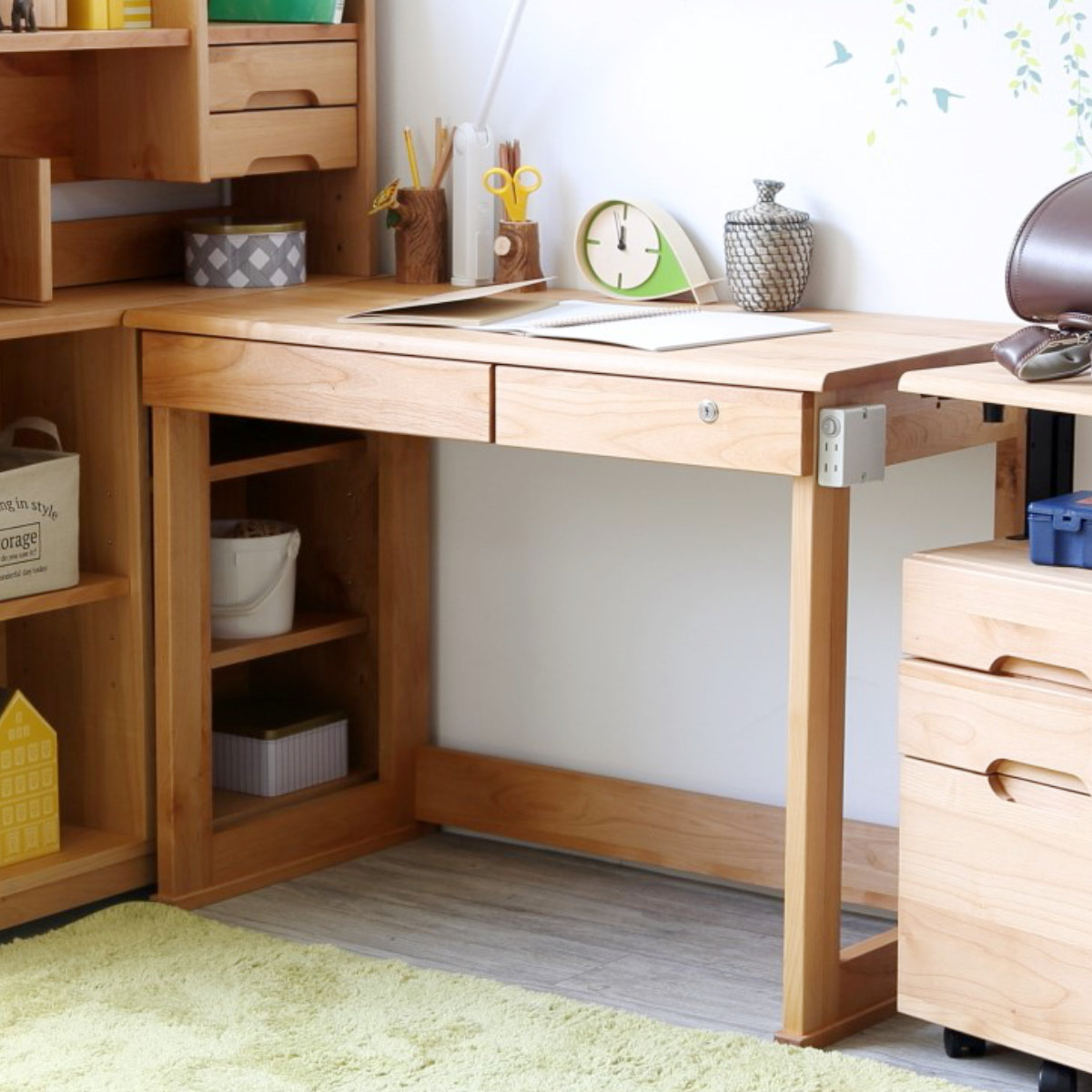学習机 シンプル 幅100cm 奥行55cm 引出し付 レオ （ デスク 学習