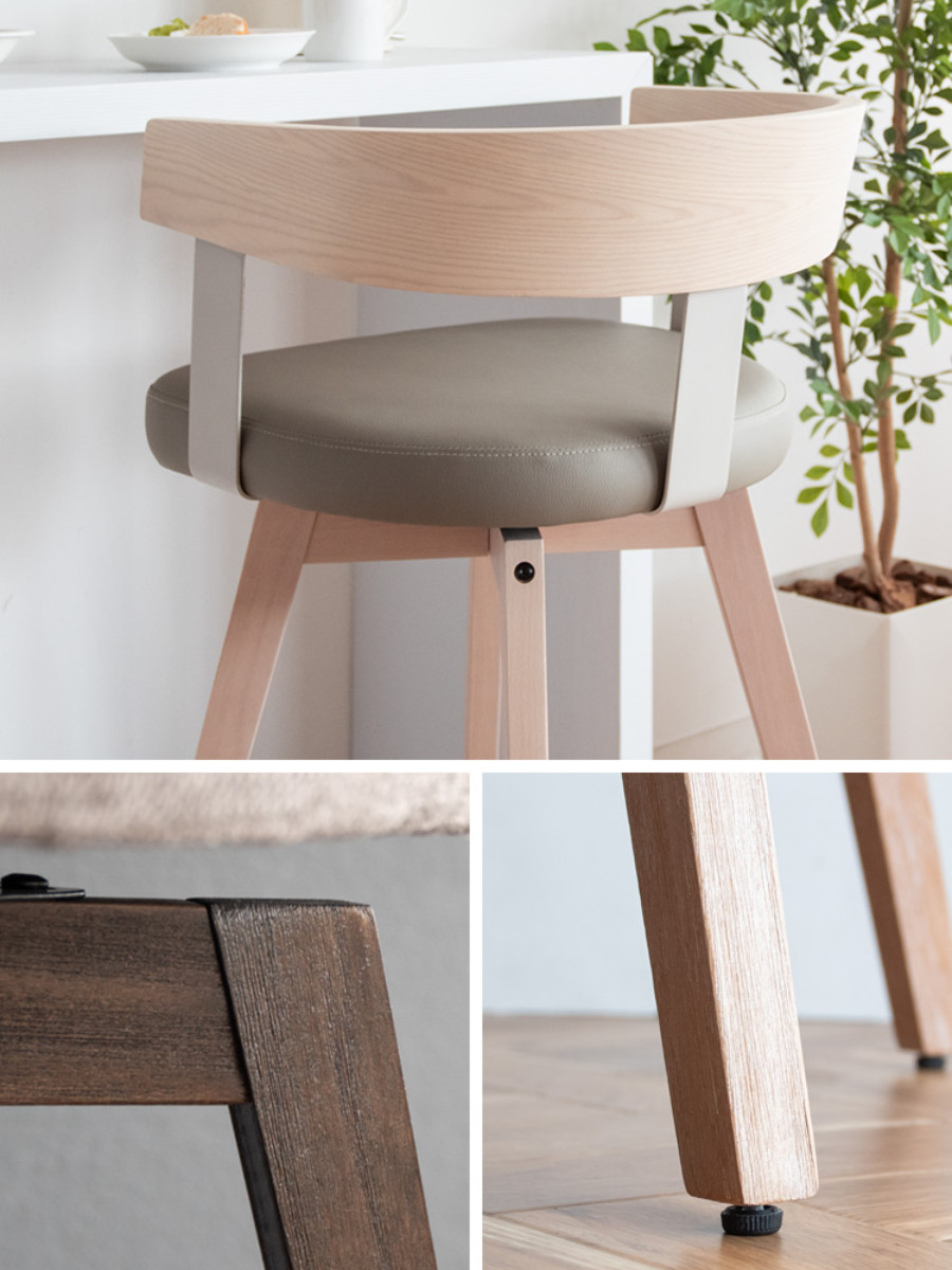 カウンターチェア 回転式 座面高67cm バーチェア Satio （ 背もたれ