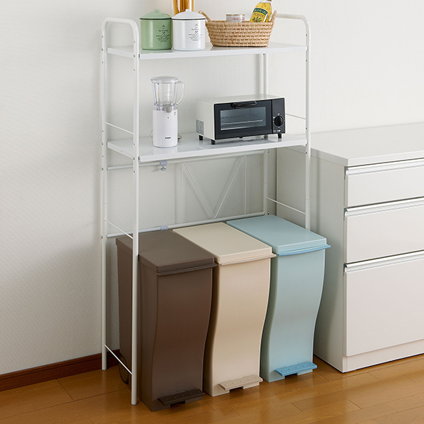ゴミ箱上ラック 幅55～85cm 伸縮式 調理家電ラック スチール製