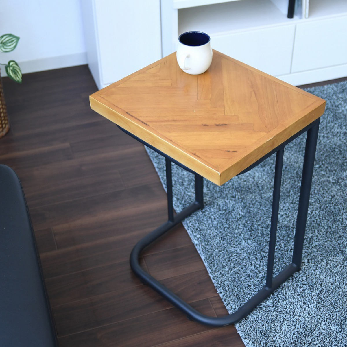 サイドテーブル 幅40cm ヘリンボーン柄 （ ナイトテーブル ミニ