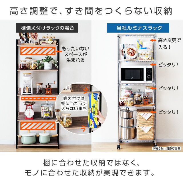 スチールラック 幅60cm 4段 ルミナススリム スチールラック 幅61×奥行