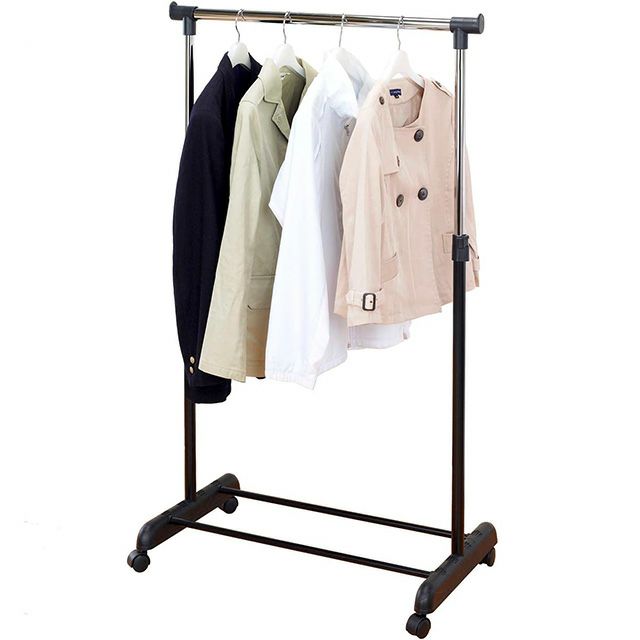 ハンガーラック 幅80cm 縦伸縮 シングル ブラック 幅81×奥行43.5×高さ