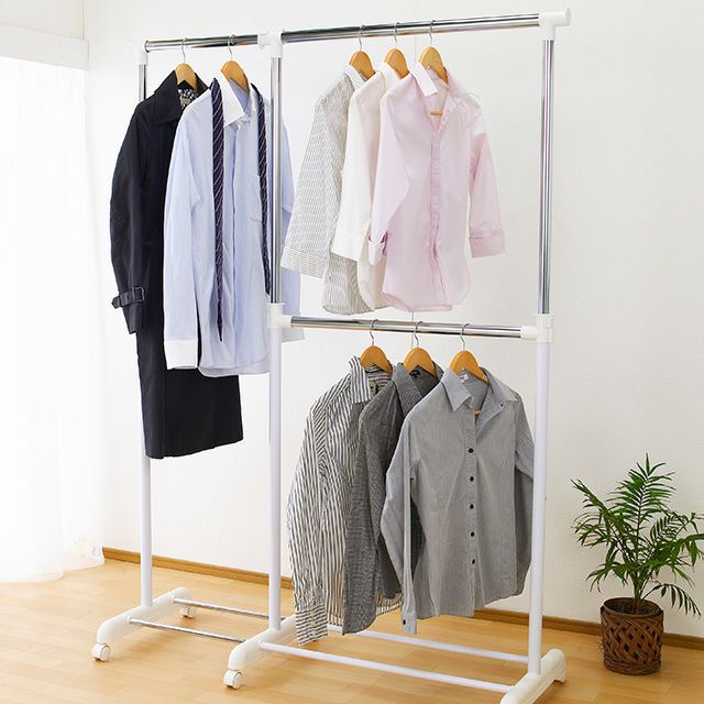 ハンガーラック 伸縮式 幅91-130×奥行46.5×高110-190cm コートハンガー