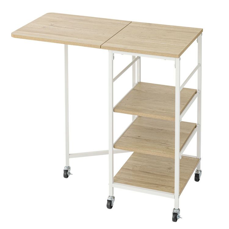 キッチンワゴン 幅80cm 4段 バタフライワゴン 木製 幅80.5(折り畳み時