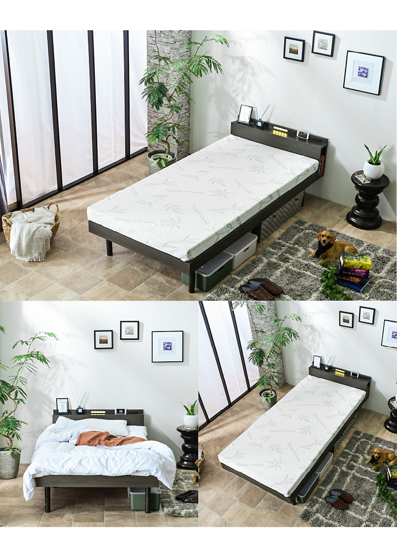 キングサイズベッド】(低・高反発両面マットレス2枚付) 【送料無料