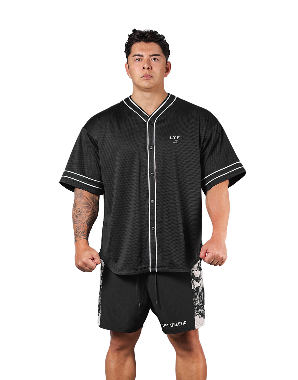 LÝFT Mesh Baseball Shirt - Black