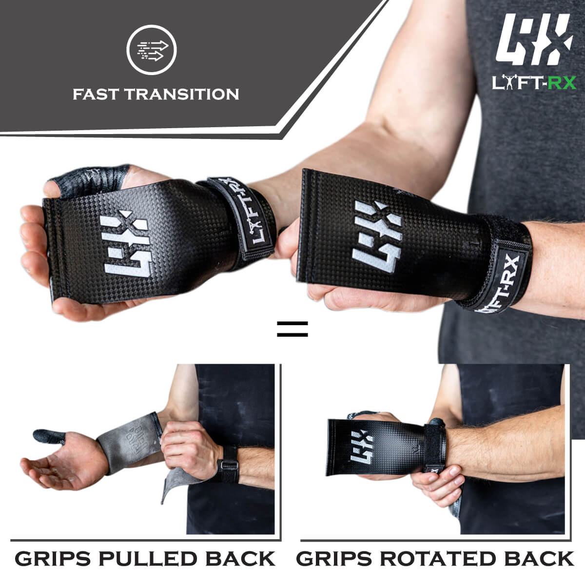LYFT-RX Carbon Palm Grips - No Hole Fingerless Grip