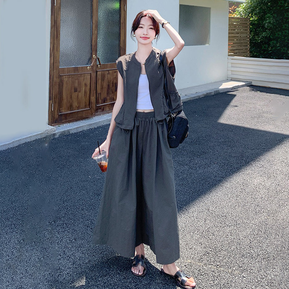 2点セット！【セットアップ】夏 カジュアルノースリーブトップス＋