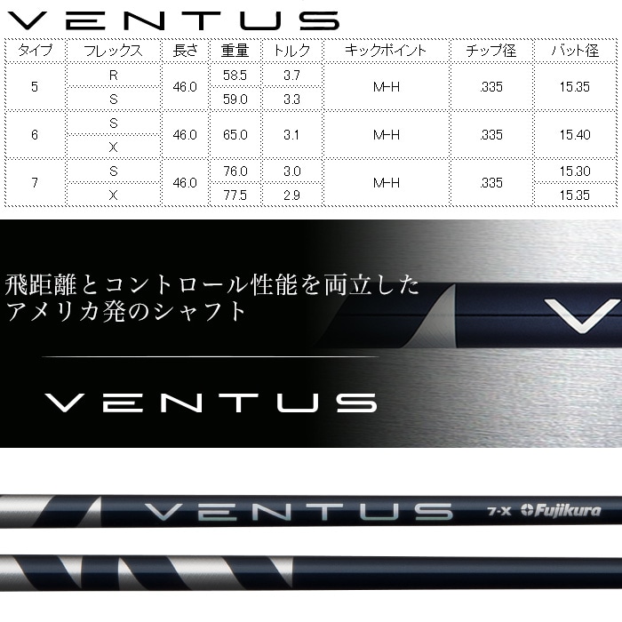 フジクラ ベンタス ブルー 日本仕様 Fujikura VENTUS BLUE VELOCORE