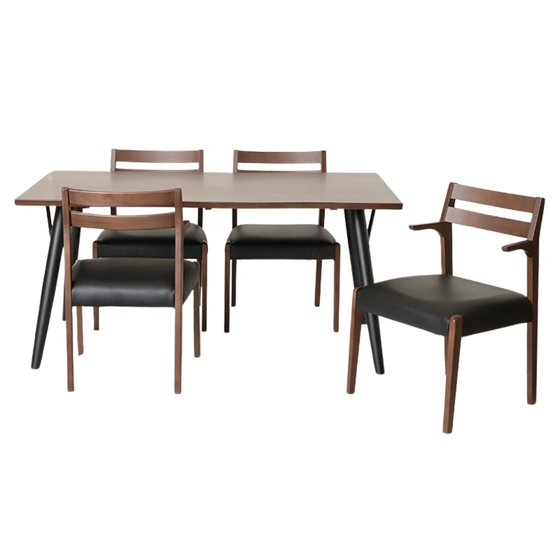 ダイニング5点セット シモーニ テーブルT371 150 WN/BK + チェアC371