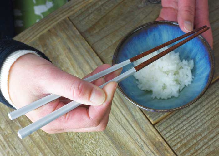 木製 お箸 【グレー】 灰色 四角 22.5cm 木目 お箸 はし すべり止め